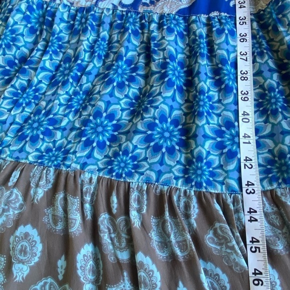 Soft Surroundings Maxi Dress Patchwork Tiered Paisley Sz M Peasant Boho Ruffled - Picture 10 of 10